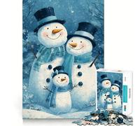 Puzzle Difficile de 1000 pièces représentant Une Famille de bonhommes de Neige et Une scène hivernale idéal pour Adultes Jeu de logique Pure activité la Maison découpe Nette Joli Cadeau (50x75cm)