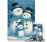 Puzzle Difficile de 1000 pièces représentant Une Famille de bonhommes de Neige et Une scène hivernale idéal pour Adultes Jeu de logique Pure activité la Maison découpe Nette Joli Cadeau (50x75cm)