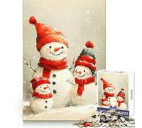 Puzzle Difficile de 1000 pièces représentant Une Famille de bonhommes de Neige et Une scène hivernale idéal pour Adultes Jeu de logique Pure activité la Maison découpe Nette Joli Cadeau (38x26cm)