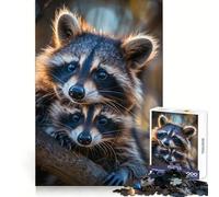 Puzzle Difficile de 1000 pièces représentant Une Famille de ratons laveurs, idéal pour Adultes Améliore la mémoire, détend l'esprit et Offre Un Cadeau élégant aux Bords Nets (38x26cm)