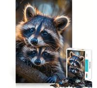 Puzzle Difficile de 1000 pièces représentant Une Famille de ratons laveurs, idéal pour Adultes Un défi intellectuel Stimulant et Un Jeu de réflexion Découpe précise Un Cadeau mémorable (38x52cm)