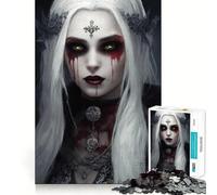 Puzzle Difficile de 1000 pièces représentant Une Femme Vampire pâle aux Yeux Verts, idéal pour Adultes Ce Puzzle stimule la mémoire, facilite Le Montage et Offre Un Cadeau Artistique (38x26cm)