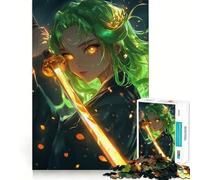 Puzzle Difficile de 1000 pièces représentant Une Fille Anime samouraï néon, pour Adultes Jeu de logique et de Train, découpe Lisse, Cadeau de qualité supérieure (38x26cm)