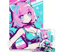 Puzzle Difficile de 1000 pièces représentant Une Fille Chat Anime Pastel, idéal pour Adultes Jeu de logique Robuste, Parfait pour Partager Un Moment Convivial Bords Nets (50x75cm)