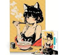 Puzzle Difficile de 1000 pièces représentant Une Fille Chat Anime Ramen, pour Adultes Un défi intellectuel Stimulant et Relaxant, avec Une découpe précise et Un Cadeau mémorable (50x75cm)