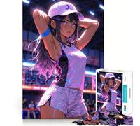 Puzzle Difficile de 1000 pièces représentant Une Fille d'anime Jouant au Tennis, idéal pour Adultes Renforce la mémoire, soulage Le Stress et Offre des Bords de qualité supérieure Pièce d'art 38x26cm