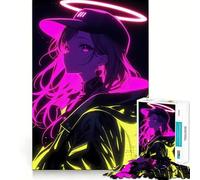 Puzzle Difficile de 1000 pièces représentant Une Fille d'anime néon, idéal pour Adultes Think Toy, Un Jouet paisible et Amusant, Une œuvre d'art aux découpes nettes (38x26cm)