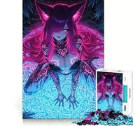 Puzzle Difficile de 1000 pièces représentant Une Fille renarde néon sur Un Cercle Lumineux, idéal pour Adultes Développez Votre logique, jouez Ensemble et créez Un Cadeau créatif et Amusant (38x26cm)
