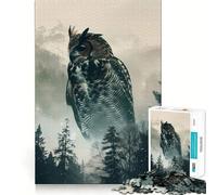 Puzzle Difficile de 1000 pièces représentant Une forêt de hiboux et de Montagnes, idéal pour Adultes Jeu Intelligent à Faire à la Maison, à Assembler ou à Offrir en Cadeau (50x75cm)