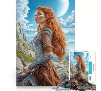 Puzzle Difficile de 1000 pièces représentant Une guerrière Fantastique aux Cheveux Roux (50x75cm), idéal pour Adultes Découpe Lisse et silencieuse Un Cadeau Classique et Stimulant