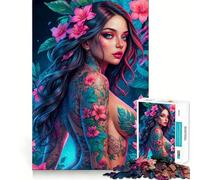 Puzzle Difficile de 1000 pièces représentant Une Jeune Fille Nue et Sexy avec Une Fleur, pour Adultes Jeu Intelligent et Amusant, découpe précise, Cadeau Artistique 50x75cm