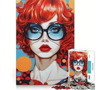 Puzzle Difficile de 1000 pièces représentant Une Jeune Fille rétro à Lunettes, idéal pour Adultes Un Jeu de logique Fine, Relaxant et Amusant, avec des Bords Nets Un Cadeau attentionné (38x52cm)