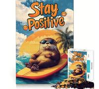 Puzzle Difficile de 1000 pièces représentant Une Loutre Surfant dans Une Ambiance Estivale Positive idéal pour Adultes Ce Puzzle stimule la mémoire facilite l'assemblage et Offre Un Cadeau Artistique