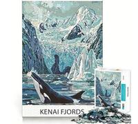 Puzzle Difficile de 1000 pièces représentant Une Orque dans Les Fjords de Kenai, idéal pour Adultes Jeu Intelligent à Faire à la Maison, à Assembler ou à Offrir en Cadeau (50x75cm)
