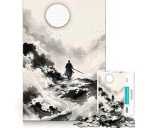 Puzzle Difficile de 1000 pièces représentant Une Peinture à l'encre de samouraï, idéal pour Adultes Jeu de logique et d'adresse, à Partager en Famille Découpe précise Pièce de Collection (38x26cm)