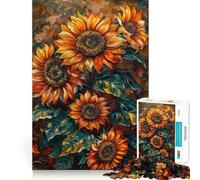 Puzzle Difficile de 1000 pièces représentant Une Peinture à l'huile de Tournesol, idéal pour Adultes Jeu de logique, Lien Familial, découpe de précision, Surprise chaleureuse 38x26cm