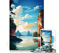 Puzzle Difficile de 1000 pièces représentant Une Peinture l'huile de la Plage de Railay idéal pour Adultes Un Jeu Stimulant pour l'esprit Un Moment de détente et de précision Un Cadeau mémorable