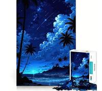 Puzzle Difficile de 1000 pièces représentant Une Plage Nocturne avec des Palmiers, idéal pour Les Adultes Développez Votre logique, jouez Ensemble et créez Un Cadeau créatif et Amusant (38x26cm)