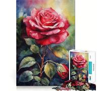 Puzzle Difficile de 1000 pièces représentant Une Rose Rouge en Pleine Floraison idéal pour Adultes Jeu de logique et de réflexion à Partager en Famille Pièce de Collection aux découpes précises