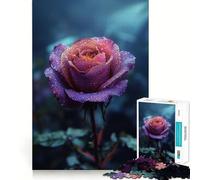 Puzzle Difficile de 1000 pièces représentant Une Rose Violette avec des Gouttes de rosée, idéal pour Adultes Un Cadeau Artistique et Stimulant pour se détendre et se ressourcer (50x75cm)