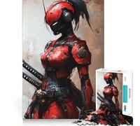 Puzzle Difficile de 1000 pièces représentant Une samouraï Cyberpunk Rouge, idéal pour Adultes Un défi intellectuel Stimulant et Un Cadeau mémorable grâce sa découpe précise (38x52cm)