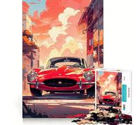 Puzzle Difficile de 1000 pièces représentant Une Voiture Classique Rouge au Coucher du Soleil, idéal pour Adultes Jeu de logique Pure, activité Domicile, découpe Nette, Joli Cadeau (50x75cm)