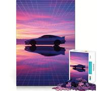 Puzzle Difficile de 1000 pièces représentant Une Voiture rétro sur Une Grille avec Coucher de Soleil pour Les Adultes Jeu de logique et d'adresse pour Passer du Temps en Famille Découpe précise Pièce