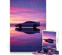 Puzzle Difficile de 1000 pièces représentant Une Voiture rétro sur Une Grille avec Coucher de Soleil pour Les Adultes Jeu de logique et d'adresse pour Passer du Temps en Famille Découpe précise Pièce