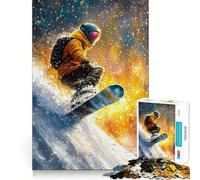 Puzzle Difficile de 1000 pièces sur Le thème du Snowboard, Peinture l'huile, pour Adultes Améliore la mémoire, détend l'esprit, Bords Nets, Cadeau élégant (50x75cm)