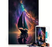 Puzzle Difficile de 1000 pièces Voile lactée et Bateau Spatial pour Adultes, Jeu Intelligent et Amusant, découpe précise, Cadeau Artistique 50x75cm