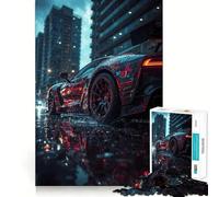 Puzzle Difficile de 1000 pièces Voiture de Sport en Ville pluvieuse pour Adultes, défi Mental, Jeu de réflexion, détente, découpe précise, Cadeau mémorable (38x52cm)