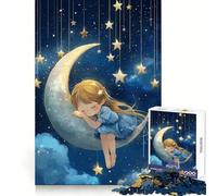 Puzzle Difficile Dormir sur la Lune pour Adultes, 1000 pièces, Jeu de logique, Lien Familial, découpe de précision, Surprise chaleureuse 38x26cm