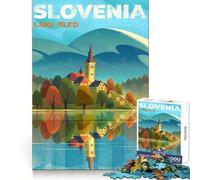 Puzzle Difficile du lac de Bled en Slovénie pour Adultes,1000 pièces,pour développer sa mémoire,se détendre et Passer Un Moment agréable Bords Nets Idée Cadeau de Noël (38x26cm)