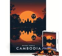 Puzzle Difficile du Temple du Bayon au Cambodge pour Adultes, 1000 pièces, défi Intelligent, Loisirs, évasion, Cadenas de précision, Cadeau attentionné (50x75cm)