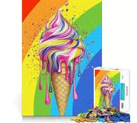 Puzzle Difficile en Forme de Cornet de Glace Arc-en-Ciel pour Adultes, 1000 pièces, Casse-tête Mental, détente et Art Assembler, Cadeau spécial (38x52cm)