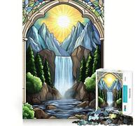 Puzzle Difficile en Verre coloré représentant Une Cascade, 1000 pièces, pour Adultes Idéal pour stimuler la mémoire, apaiser et s'évader Un Cadeau Original et Stimulant 50x75cm