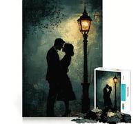 Puzzle Difficile Étreinte Romantique sous Un lampadaire pour Adultes, 1000 pièces, Jeu de logique et d'adresse, à Partager en Famille, pièce de Collection (50x75cm)