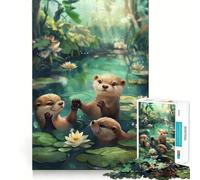 Puzzle Difficile Familles de loutres et rivière Joy pour Adultes, 1000 pièces, Jeu Intelligent, à Assembler soi-même, Cadeau Festif (38x26cm)