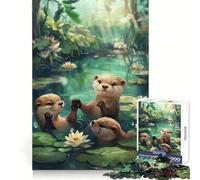 Puzzle Difficile Familles de loutres et rivière Joy pour Adultes, 1000 pièces, Jeu Intelligent, à Assembler soi-même, Cadeau Festif (38x26cm)