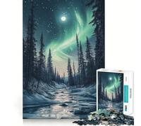 Puzzle Difficile Forêt d'aurores boréales pour Adultes, 1000 pièces, Puzzle Stimulant la mémoire, Facile à Assembler, Cadeau Artistique (38x26cm)