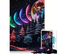Puzzle Difficile Forêt de Lune Arc-en-Ciel Mystique pour Adultes, 1000 pièces, Think Toy, Plaisir paisible, découpe Nette, œuvre d'art (38x52cm)