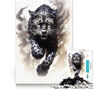 Puzzle Difficile Guépard Noir en Course pour Adultes 1000 Pièces Découpe Lisse Cadeau Classique (38x52cm)