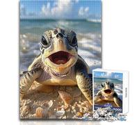 Puzzle Difficile Heureux comme Une Tortue pour Adultes, 1000 pièces, Jeu éducatif Stimulant l'esprit, Cadeau Unique à Forte Valeur sentimentale, Dimensions:38x26cm