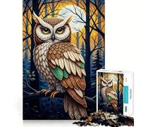 Puzzle Difficile Hibou dans la forêt la Nuit pour Adultes, 1000 pièces, Jeu Intelligent, à Assembler soi-même, Cadeau Festif (38x26cm)
