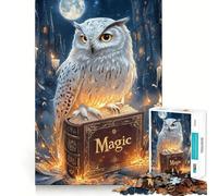 Puzzle Difficile Hibou des neiges et Livre Magique pour Adultes, 1000 pièces, défi Mental, Jeu de réflexion, détente, découpe précise, Cadeau mémorable (38x52cm)