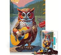 Puzzle Difficile Hibou Jouant de la Guitare pour Adultes, 1000 pièces, stimule la mémoire, Jeu apaisant, découpe de qualité supérieure, (50x75cm)