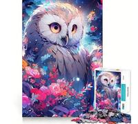 Puzzle Difficile Hibou Parmi Les Fleurs la Nuit pour Adultes, 1000 pièces, pour stimuler la mémoire, détente et Assemblage Facile, Cadeau Artistique (50x75cm)