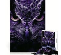 Puzzle Difficile Hibou Violet en Gros Plan pour Adultes, 1000 pièces, stimule la mémoire, Jeu apaisant, découpe de qualité supérieure, (38x26cm)