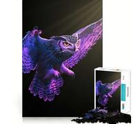 Puzzle Difficile Hibou Violet en vol pour Adultes, 1000 pièces, Jeu de logique Solide, Amusant et Simple, découpe de précision, Cadeau de Noël (38x52cm)