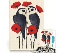 Puzzle Difficile Hiboux et Coquelicots pour Adultes, 1000 pièces, stimule la mémoire, Jeu apaisant, découpe de qualité supérieure, (38x26cm)